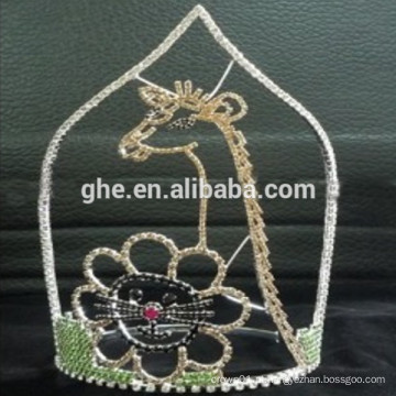 Venda quente lindo montanha animal girafa coroa tiara conjuntos coroa tiara